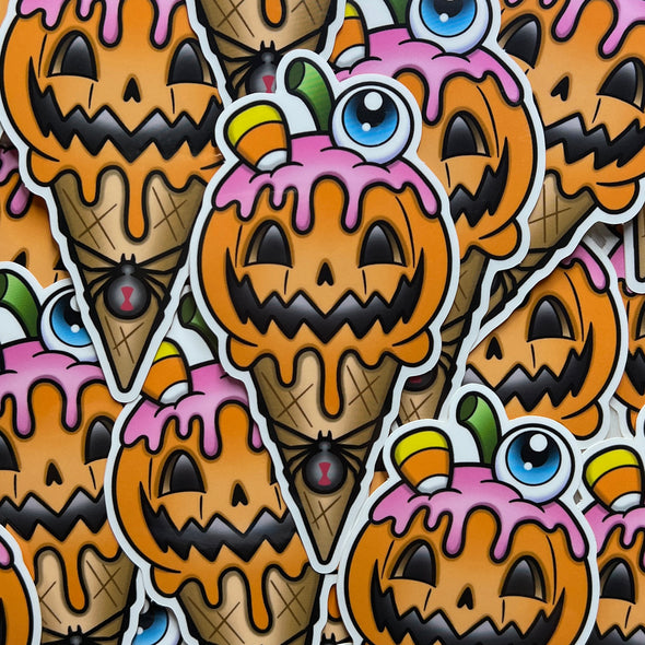 Halloween Cone Sticker - Orange