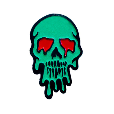 Melty Skull - Green Glow - Enamel Pin