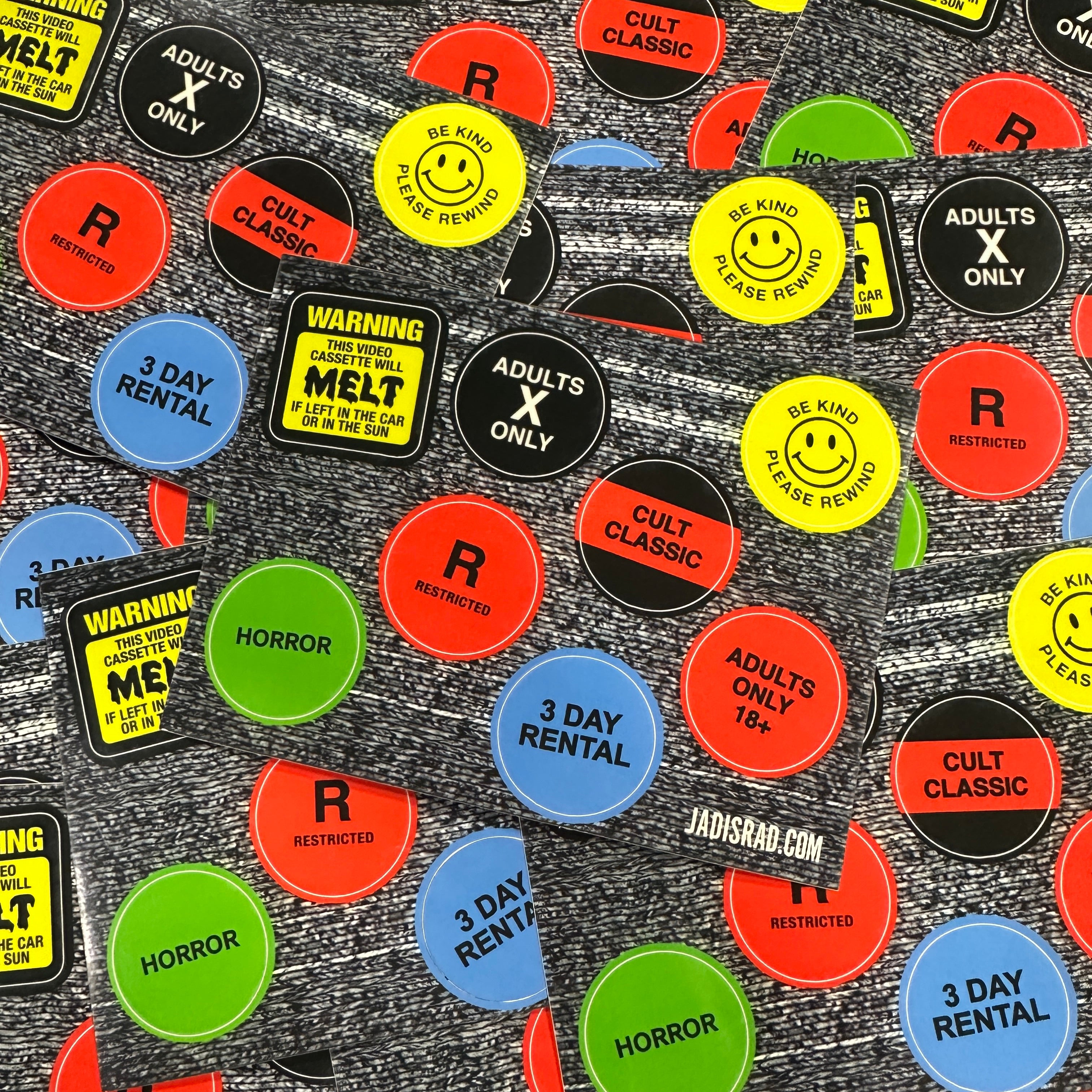 8pc VHS Sticker Set - Die Cut Sticker Sheet – Jad Is Rad