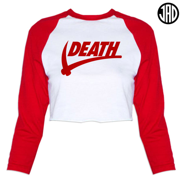 Death Sport Red - Women's Cropped Baseball Tee