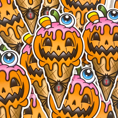 Halloween Cone Sticker - Orange