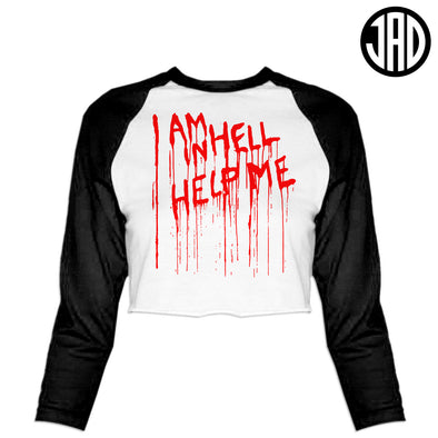 Help Me - Women's Cropped Baseball Tee