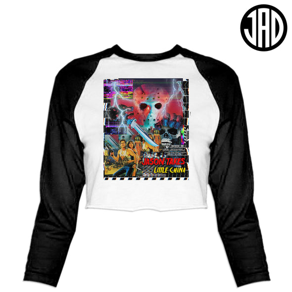 Jason Takes Little China - Women's Cropped Baseball Tee