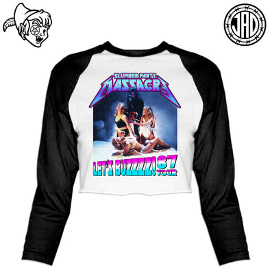 Let's Buzzzz! 1987 Tour - Women's Cropped Baseball Tee