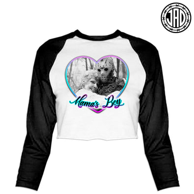 Mama's Boy - Women's Cropped Baseball Tee