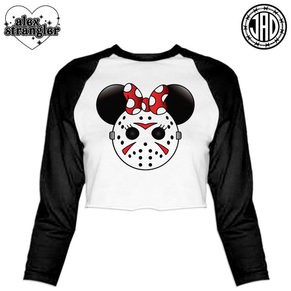 Mrs. Murder Mouse - Women's Cropped Baseball Tee