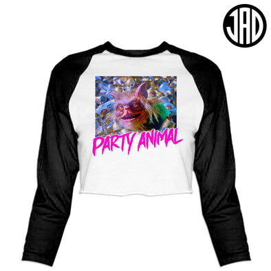 Party Animal - Women's Cropped Baseball Tee