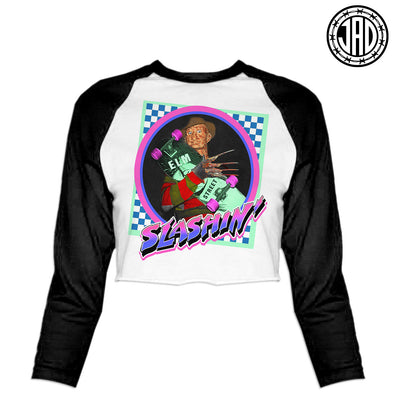 Slashin Fred - Women's Cropped Baseball Tee