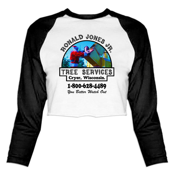 Tree Services - Women's Cropped Baseball Tee
