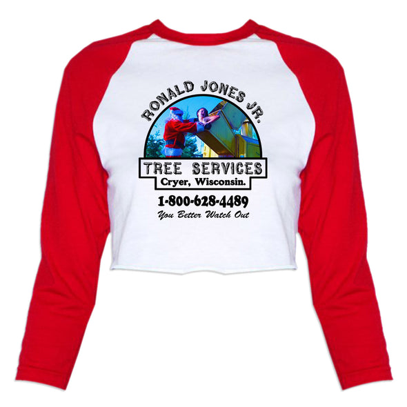 Tree Services - Women's Cropped Baseball Tee