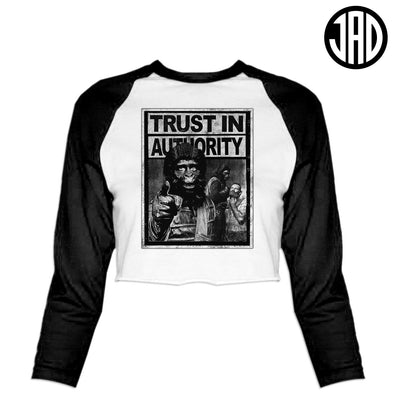 Trust In Authority - Women's Cropped Baseball Tee