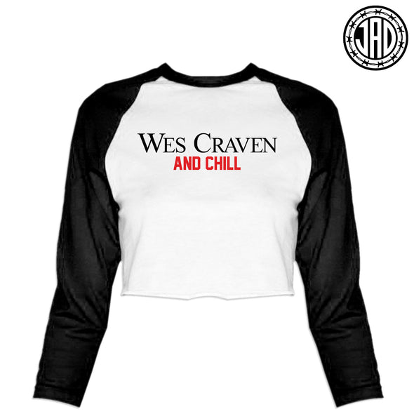 Wes Craven and Chill - Women's Cropped Baseball Tee