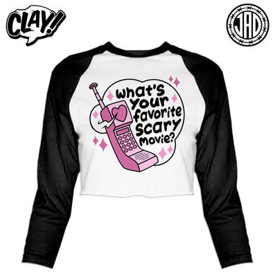 What's Your Favorite Scary Movie? - Women's Cropped Baseball Tee