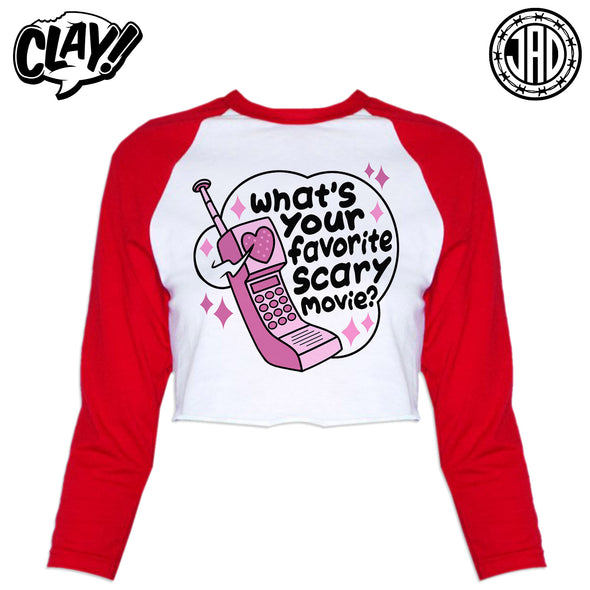 What's Your Favorite Scary Movie? - Women's Cropped Baseball Tee